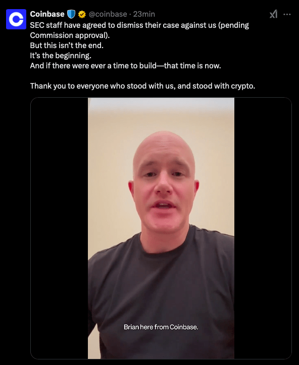 Coinbase: SEC Agrees To Drop Enforcement Case – Particulars Coinbase: SEC Agrees To Drop Enforcement Case – Particulars